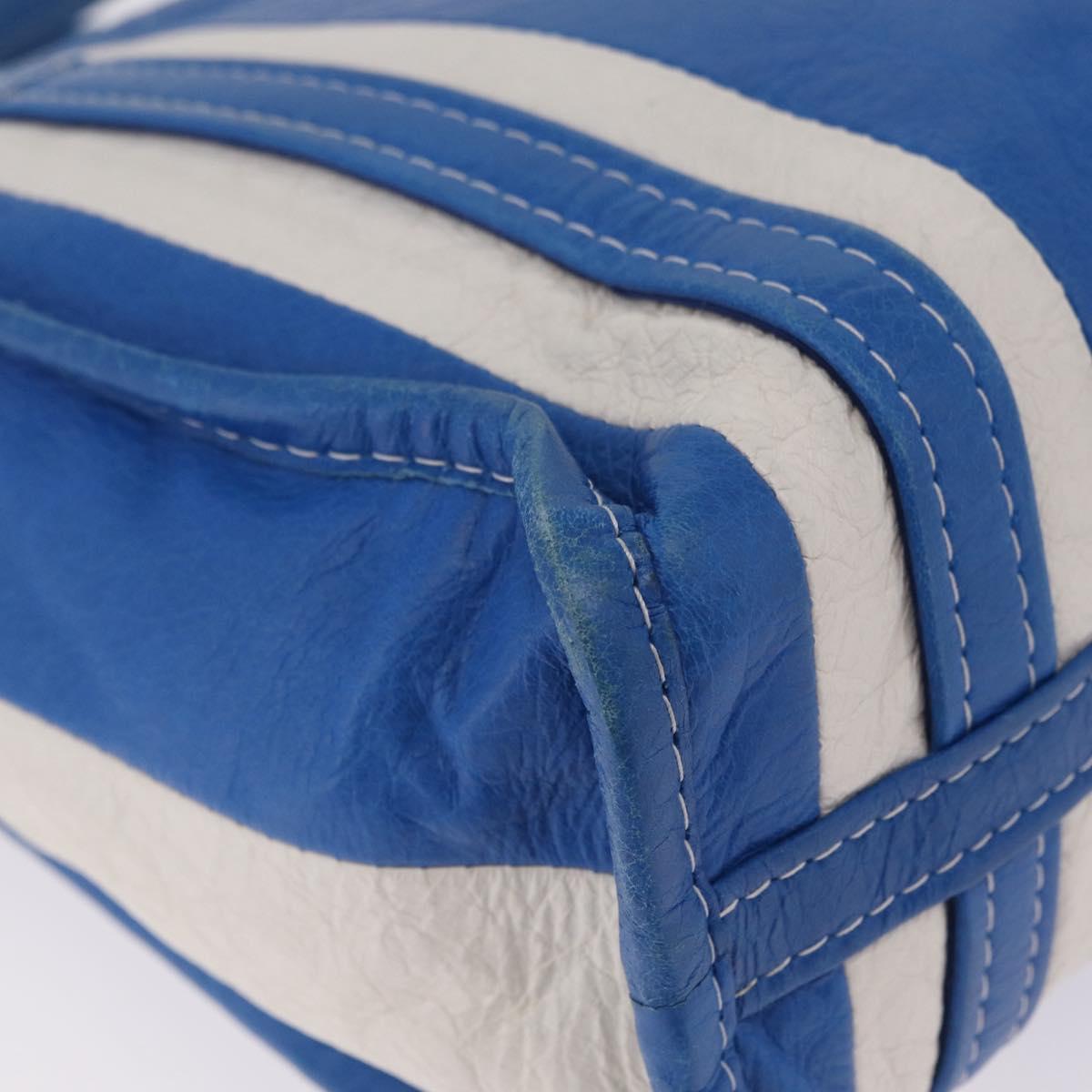 Balenciaga Bazaar Shopper XS Bag Leather 2way Blue Silver 452458 Auth 208406A