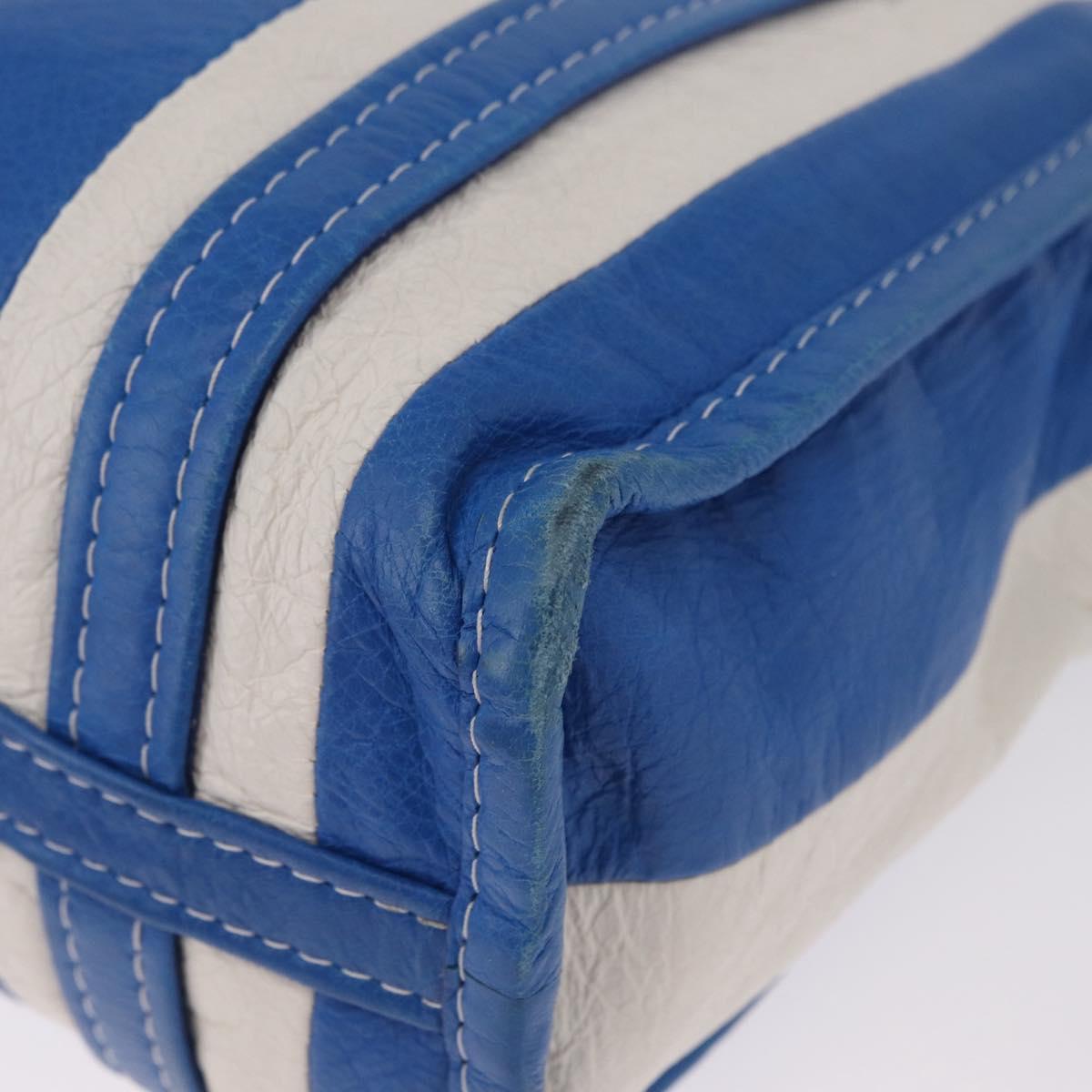 Balenciaga Bazaar Shopper XS Bag Leather 2way Blue Silver 452458 Auth 208406A