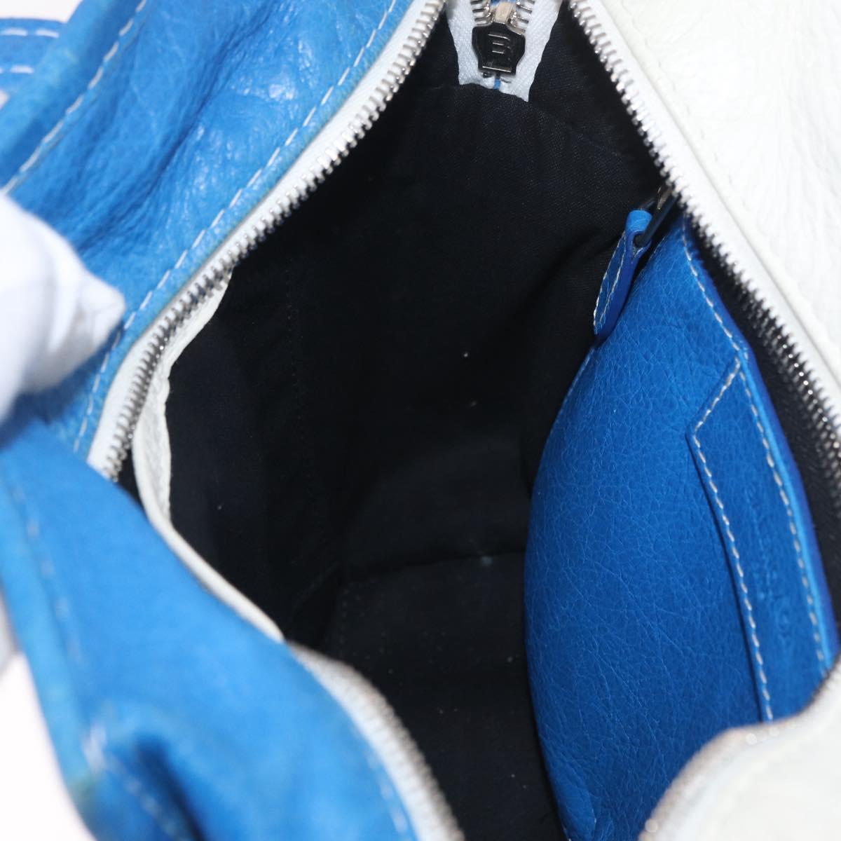 Balenciaga Bazaar Shopper XS Bag Leather 2way Blue Silver 452458 Auth 208406A