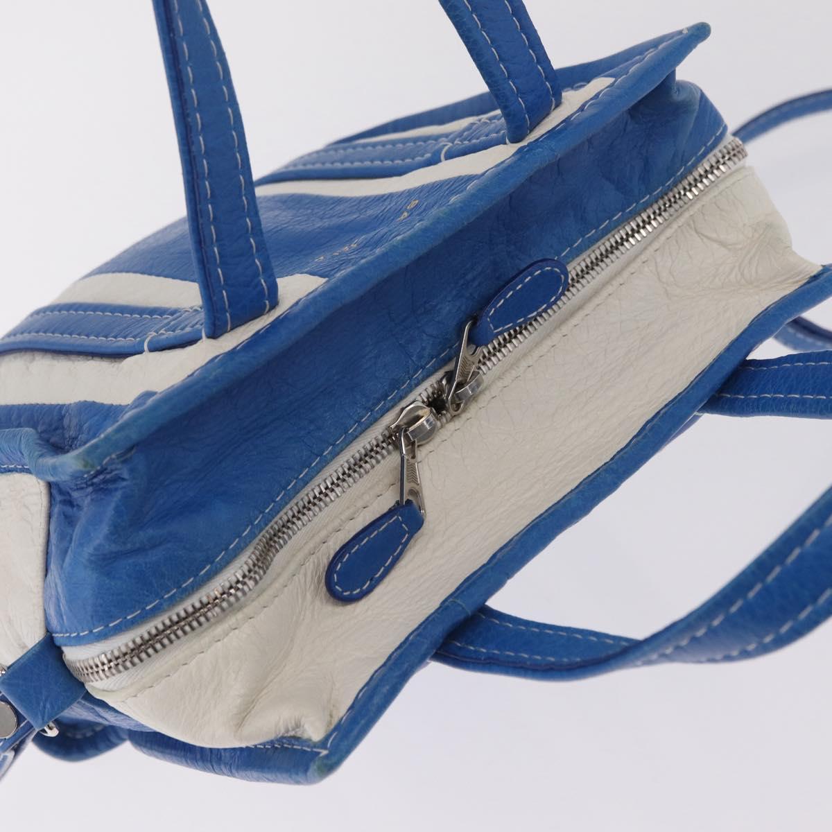 Balenciaga Bazaar Shopper XS Bag Leather 2way Blue Silver 452458 Auth 208406A