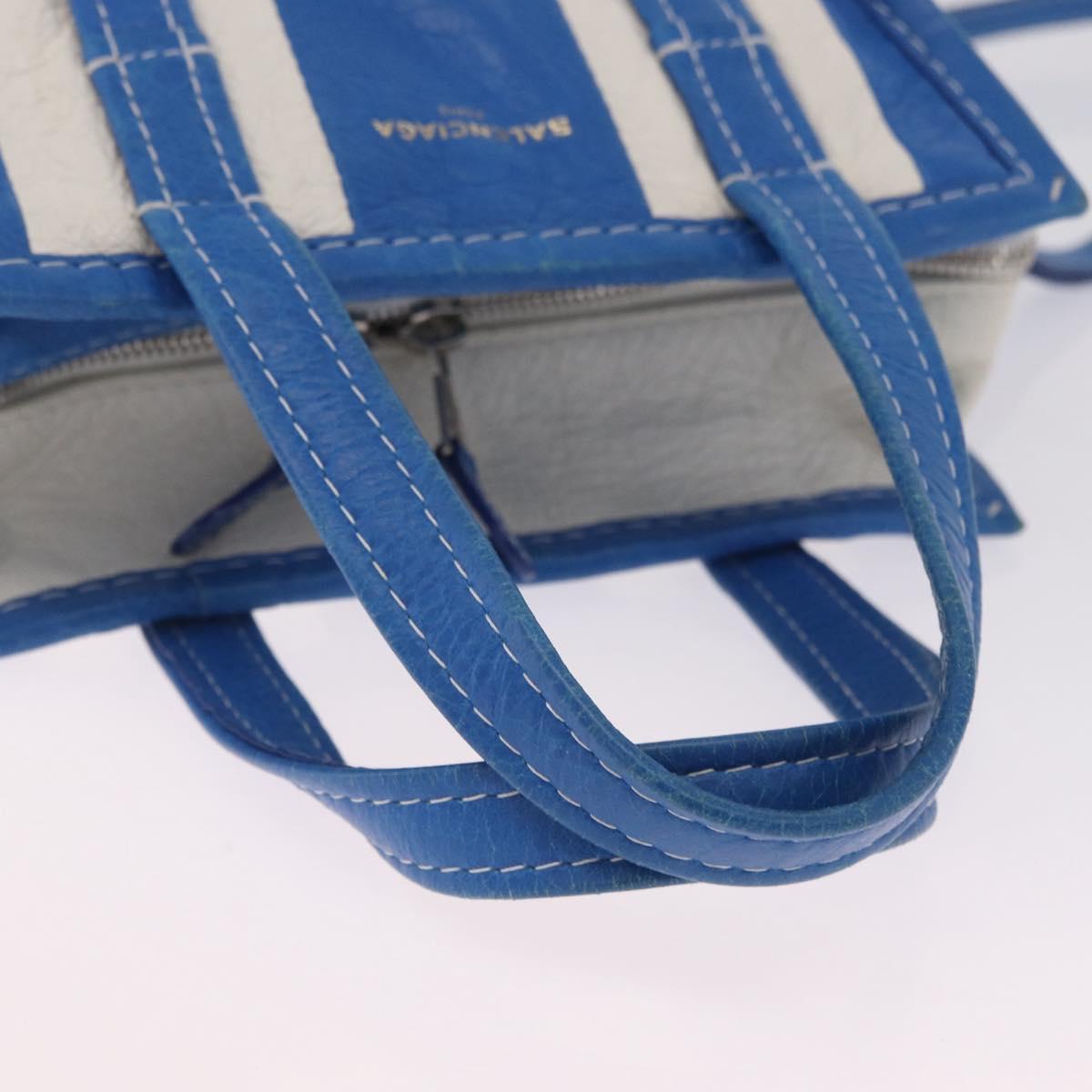 Balenciaga Bazaar Shopper XS Bag Leather 2way Blue Silver 452458 Auth 208406A