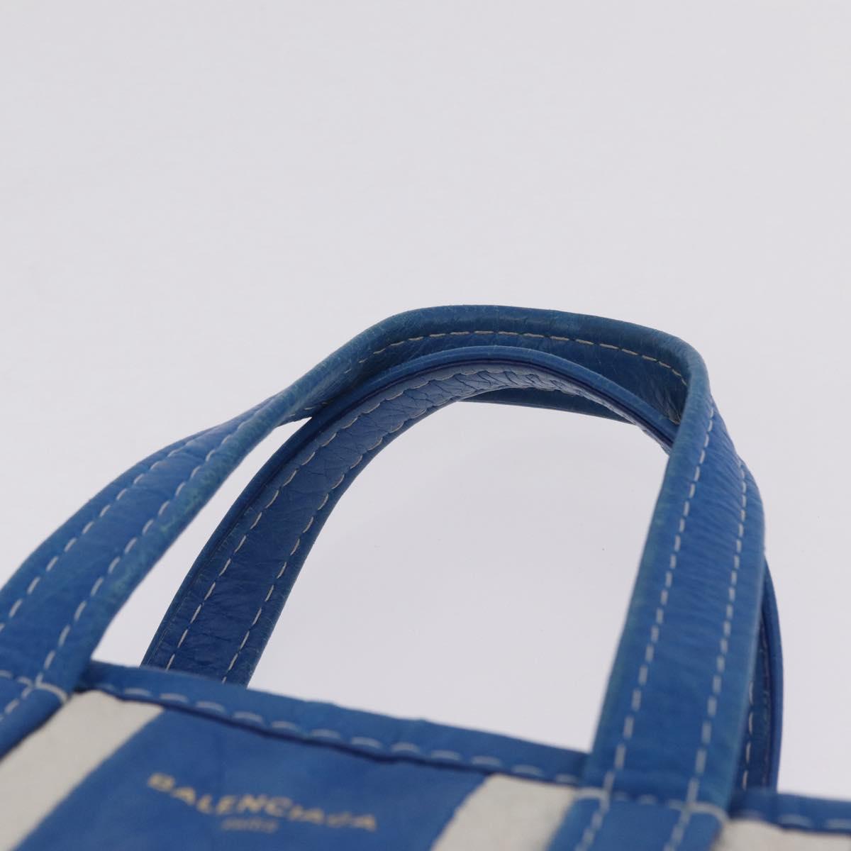 Balenciaga Bazaar Shopper XS Bag Leather 2way Blue Silver 452458 Auth 208406A