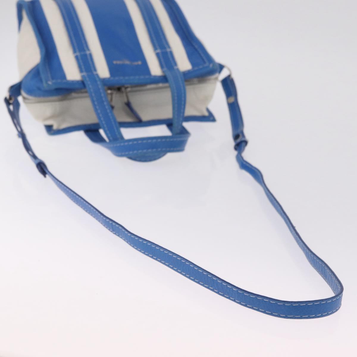 Balenciaga Bazaar Shopper XS Bag Leather 2way Blue Silver 452458 Auth 208406A