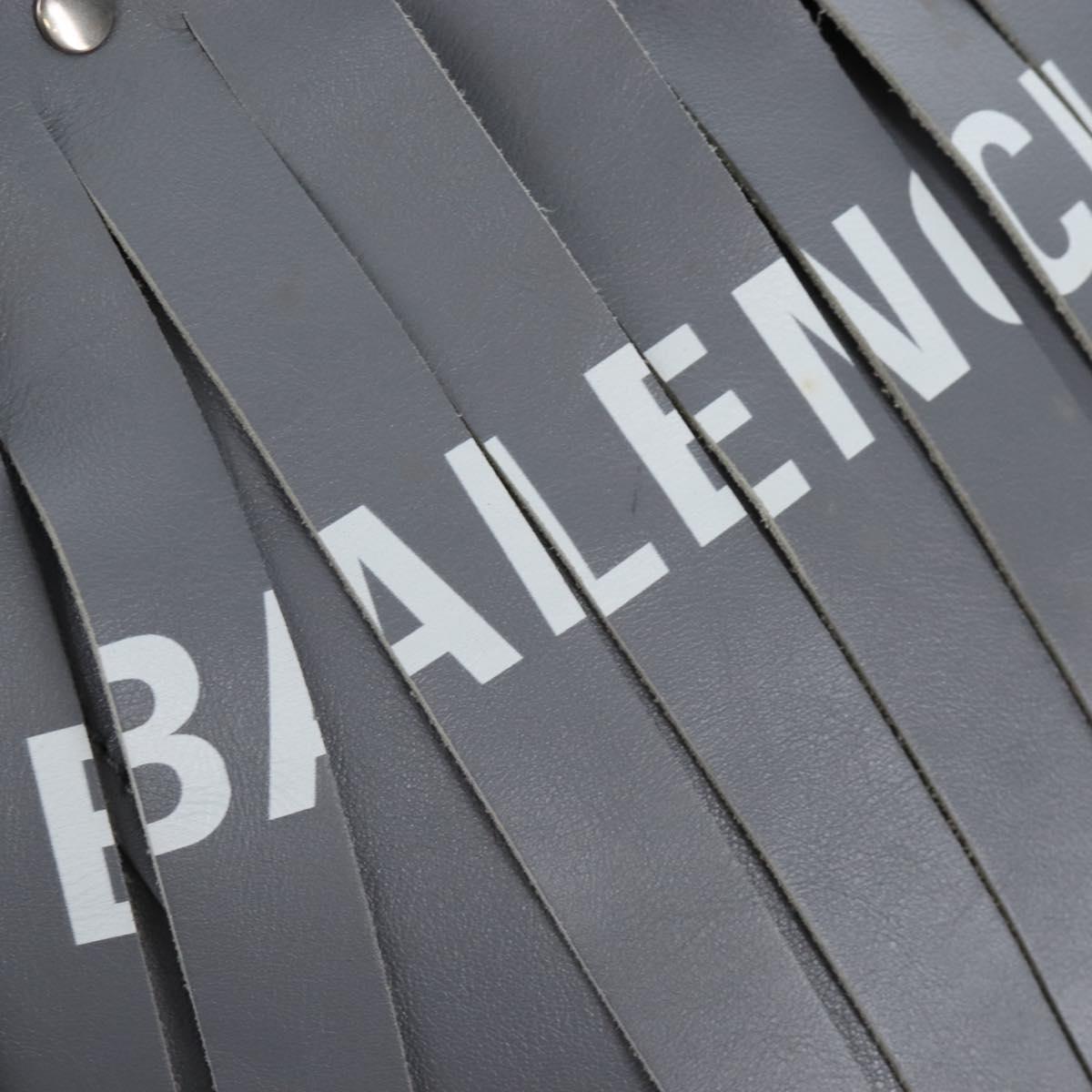 Balenciaga Laundry Cabas Hand Bag Leather 2way Gray Silver 517842 Auth 208407A