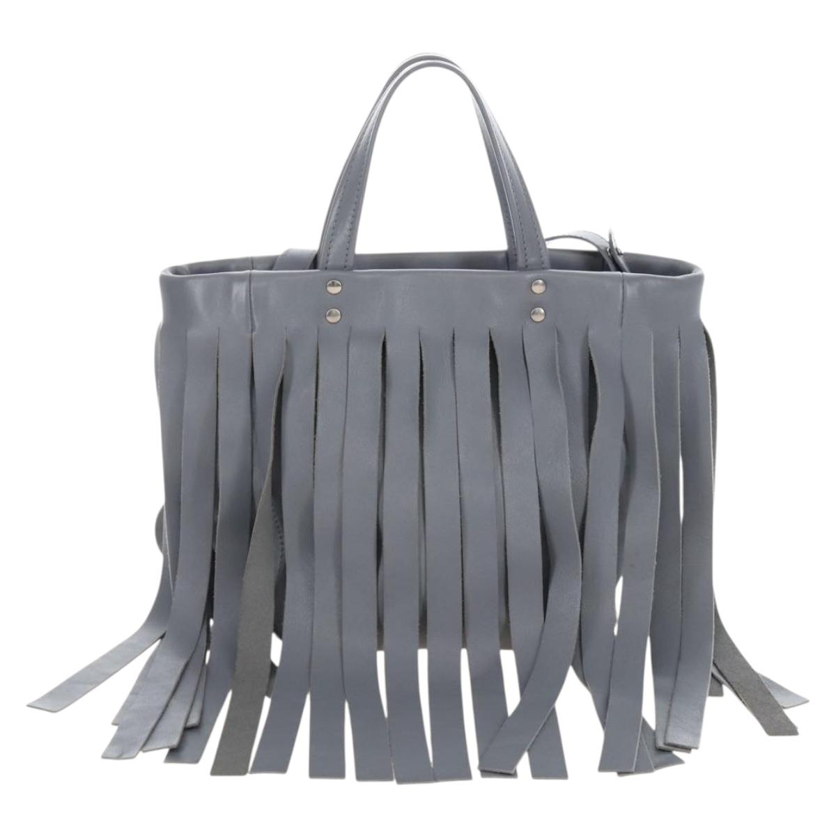 Balenciaga Laundry Cabas Hand Bag Leather 2way Gray Silver 517842 Auth 208407A