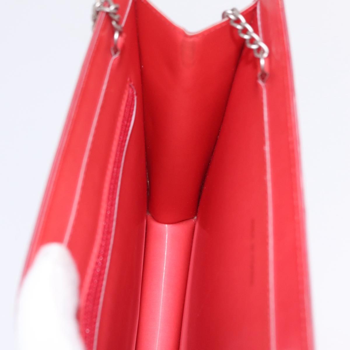 CHANEL Hologram Chain Shoulder Bag Vinyl Orange Silver CC Auth 208408A