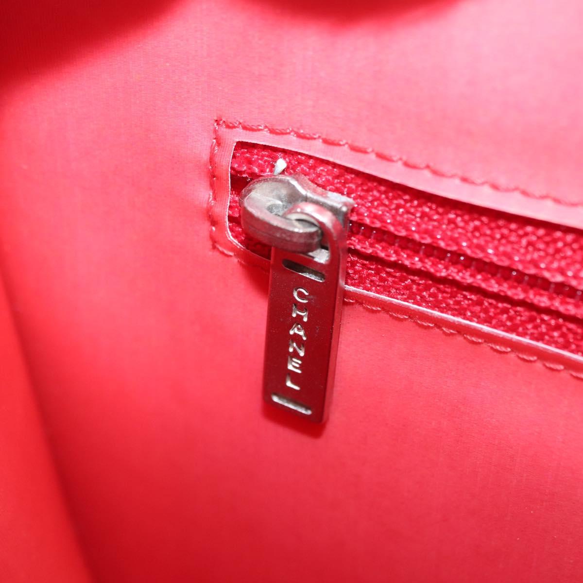 CHANEL Hologram Chain Shoulder Bag Vinyl Orange Silver CC Auth 208408A