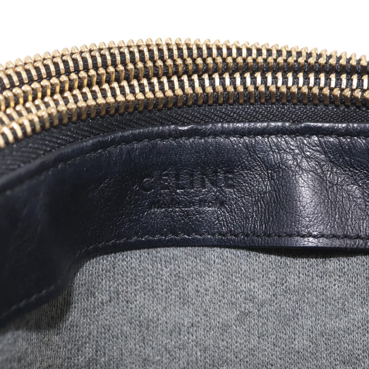 CELINE trio Shoulder Bag Leather Black Gold Auth 208418A