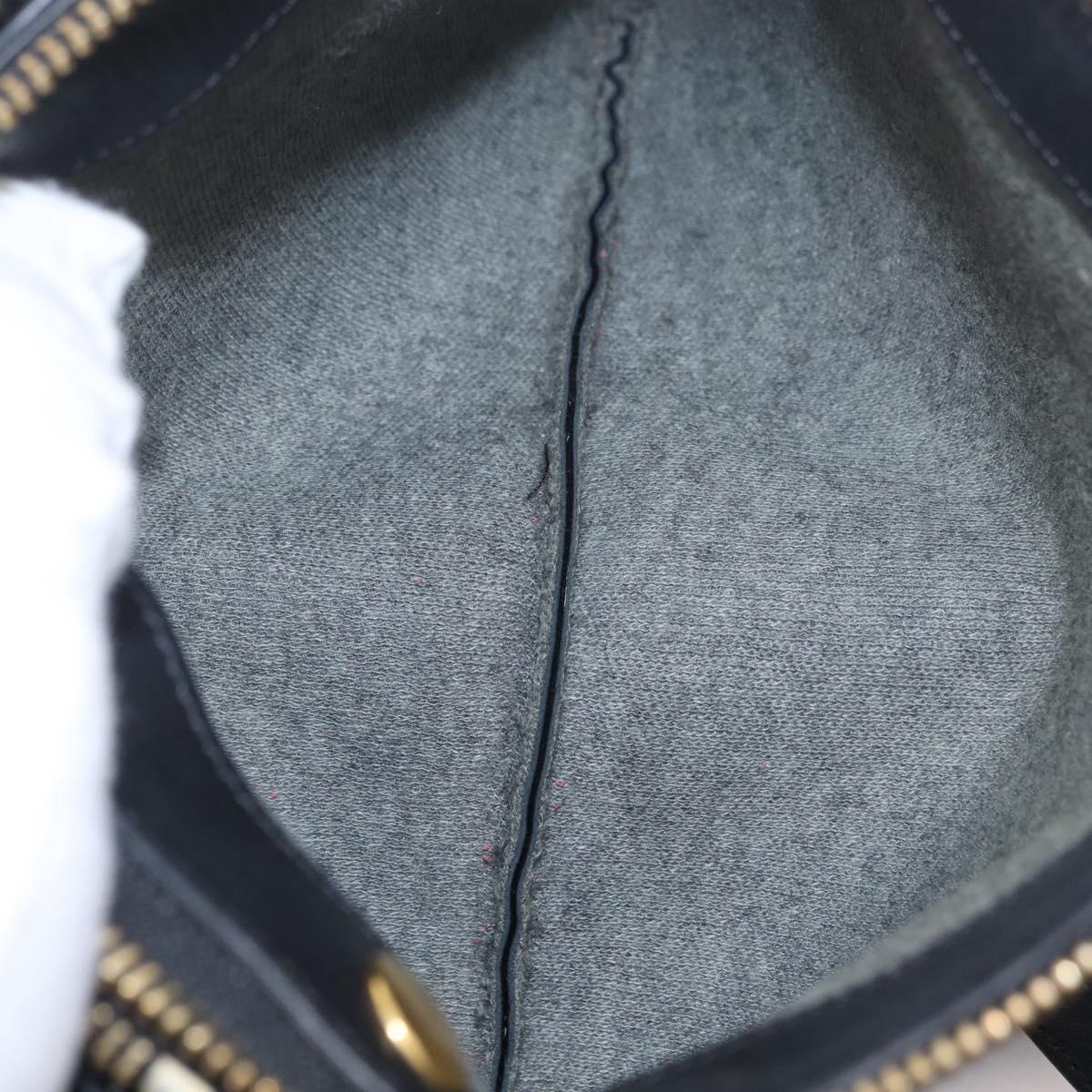 CELINE trio Shoulder Bag Leather Black Gold Auth 208418A