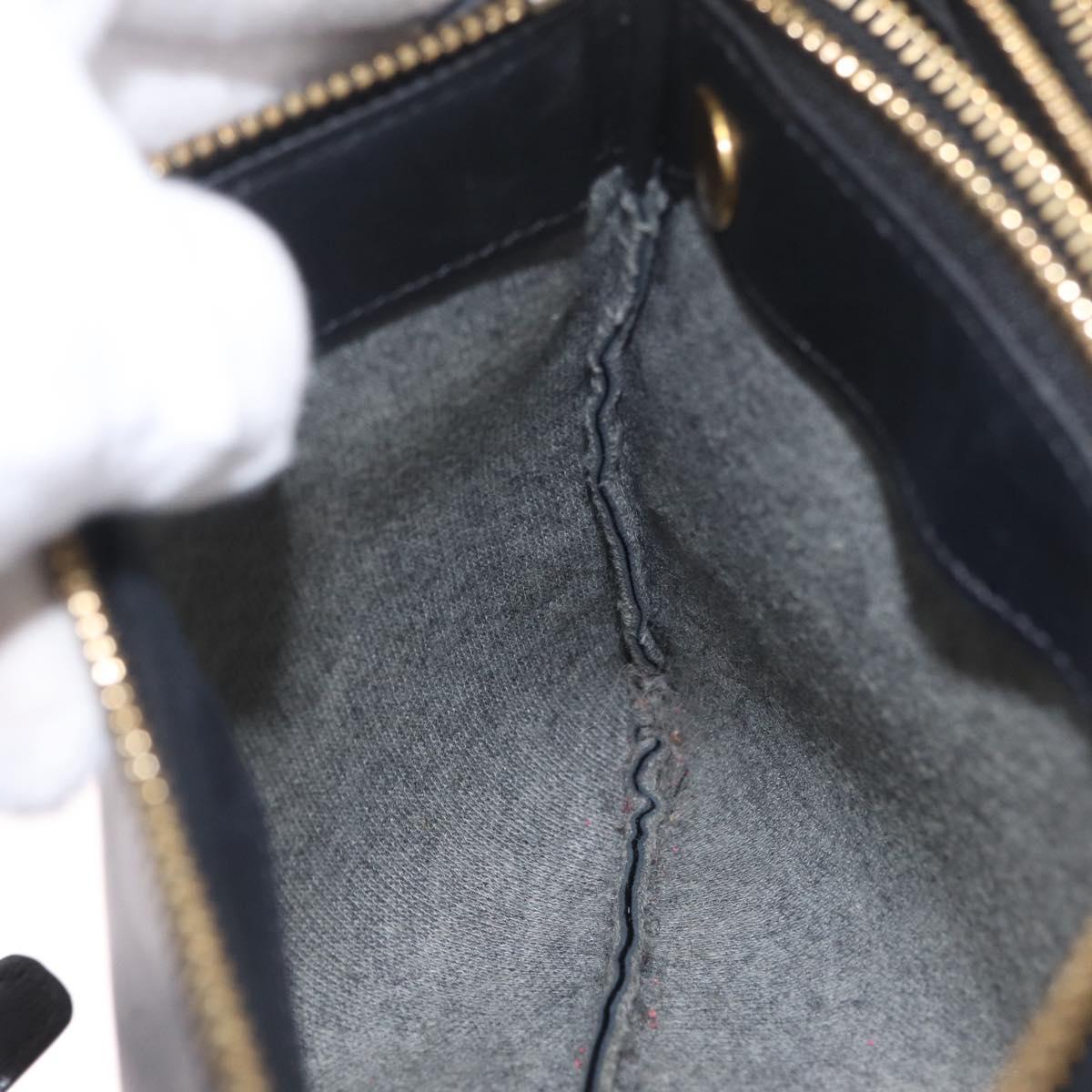 CELINE trio Shoulder Bag Leather Black Gold Auth 208418A