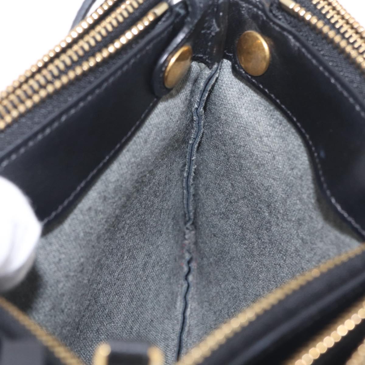CELINE trio Shoulder Bag Leather Black Gold Auth 208418A