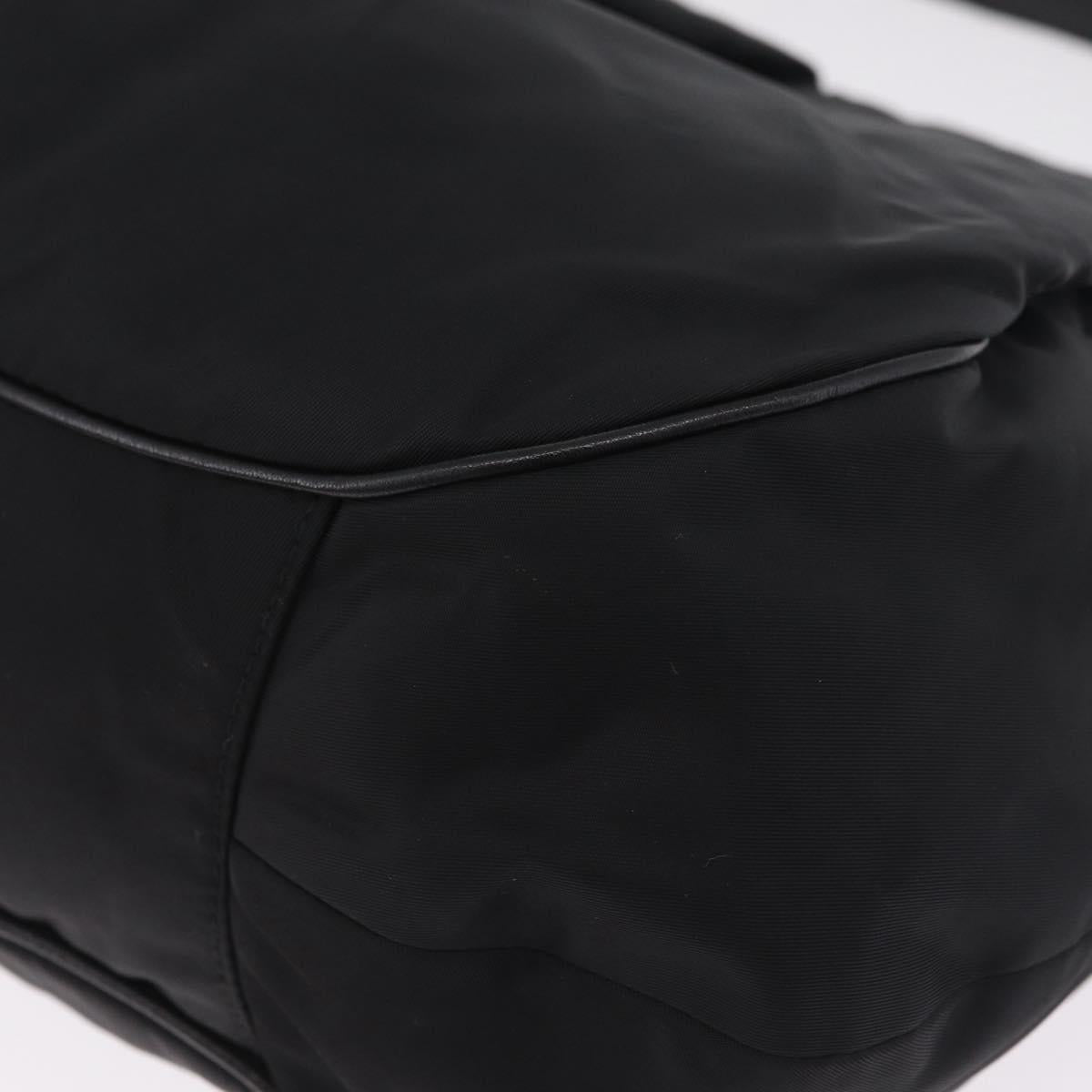 PRADA Shoulder Bag Nylon Black Silver Auth 208419V
