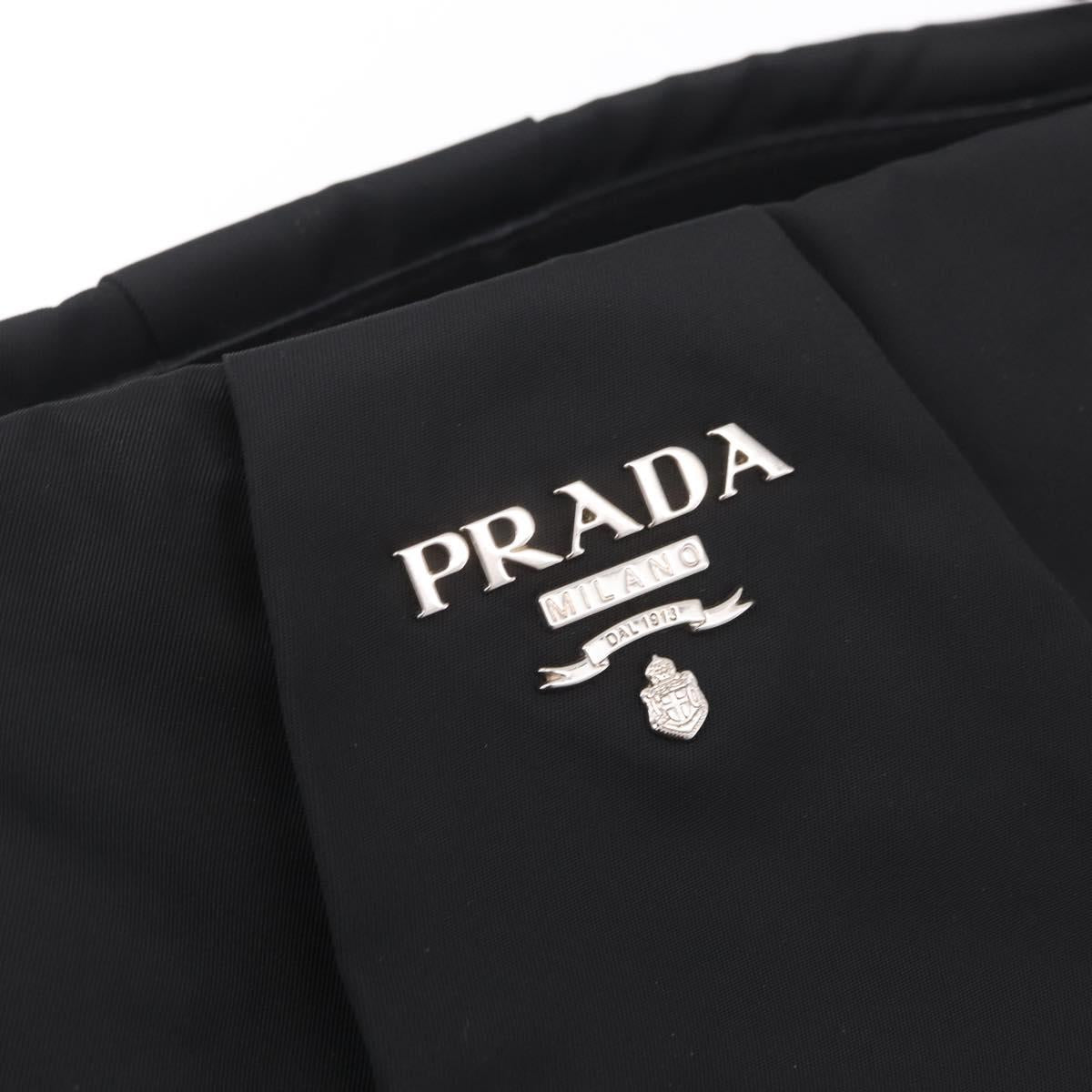 PRADA Shoulder Bag Nylon Black Silver Auth 208419V
