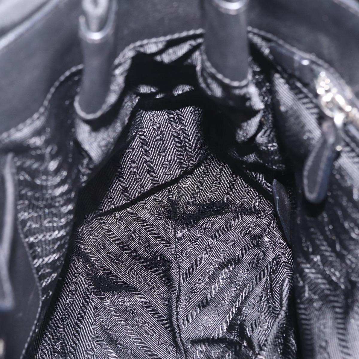 PRADA Shoulder Bag Nylon Black Silver Auth 208419V