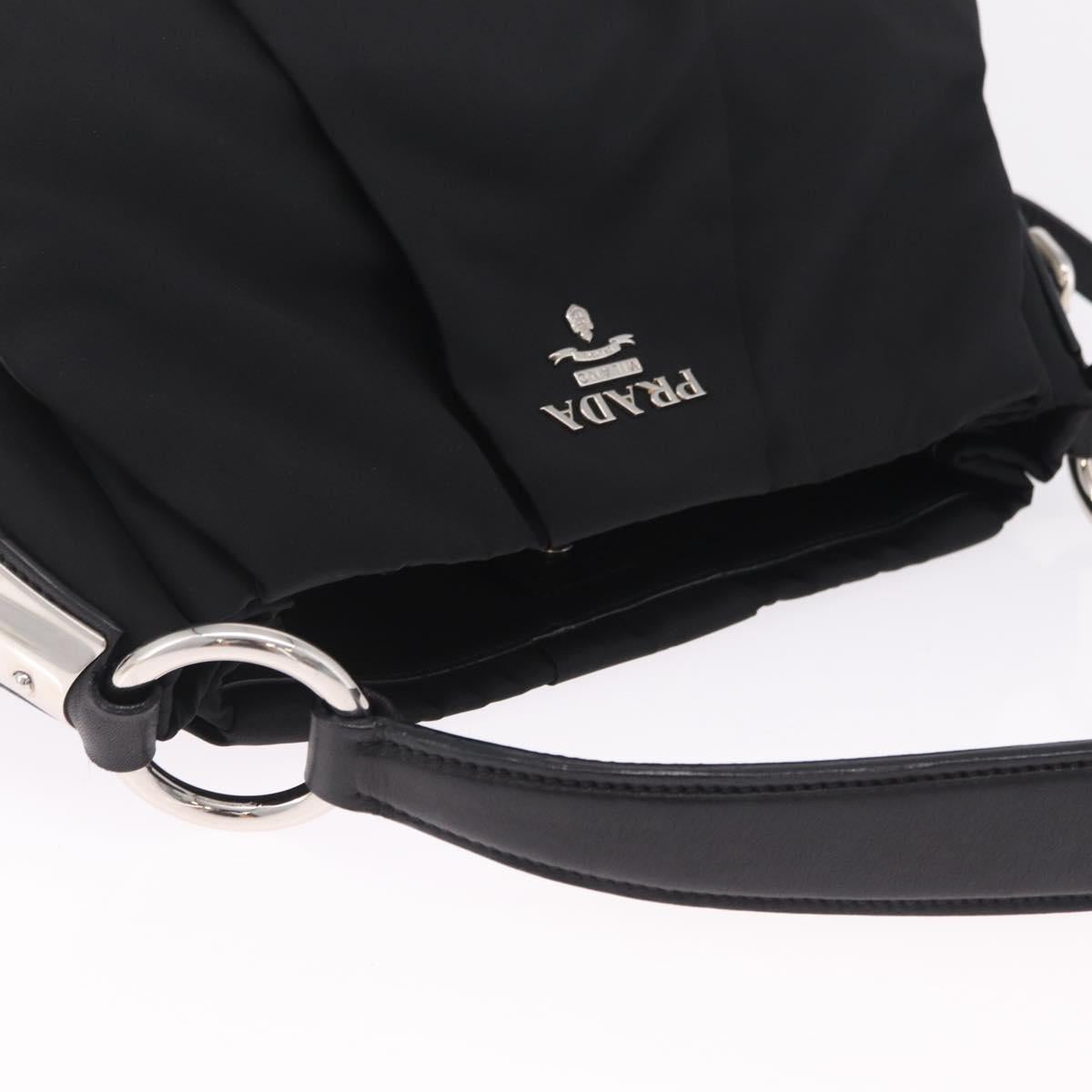 PRADA Shoulder Bag Nylon Black Silver Auth 208419V