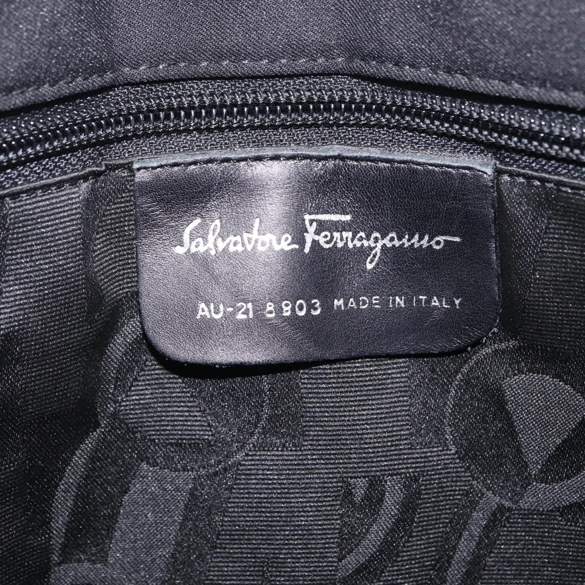 Salvatore Ferragamo Chain Tote Bag Nylon Black Gold Auth 208420