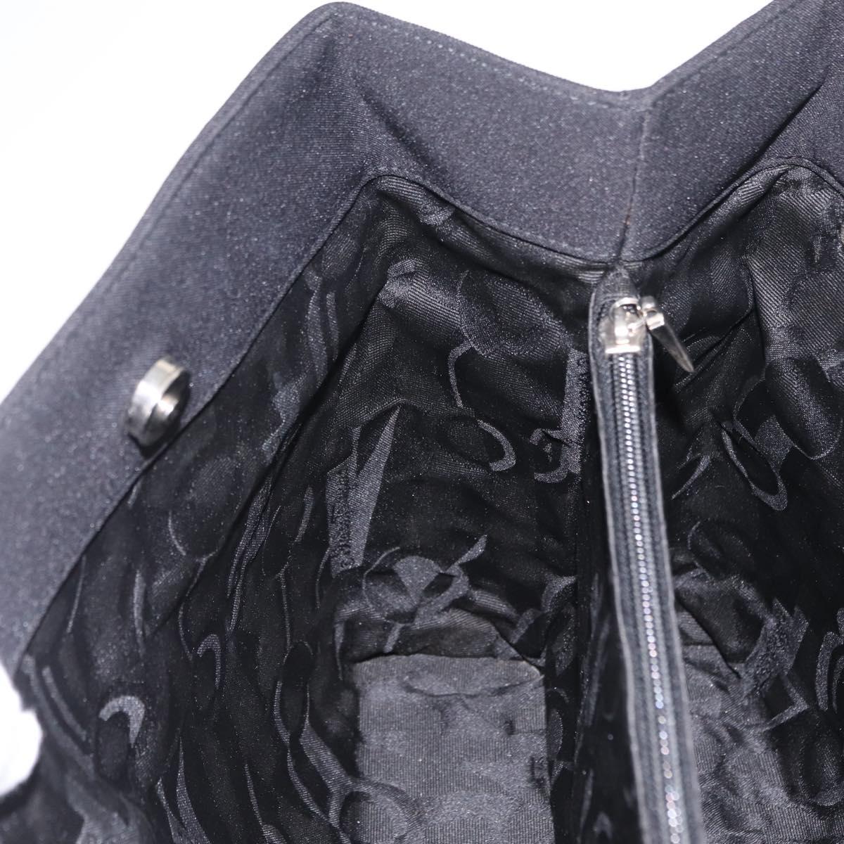 Salvatore Ferragamo Chain Tote Bag Nylon Black Gold Auth 208420