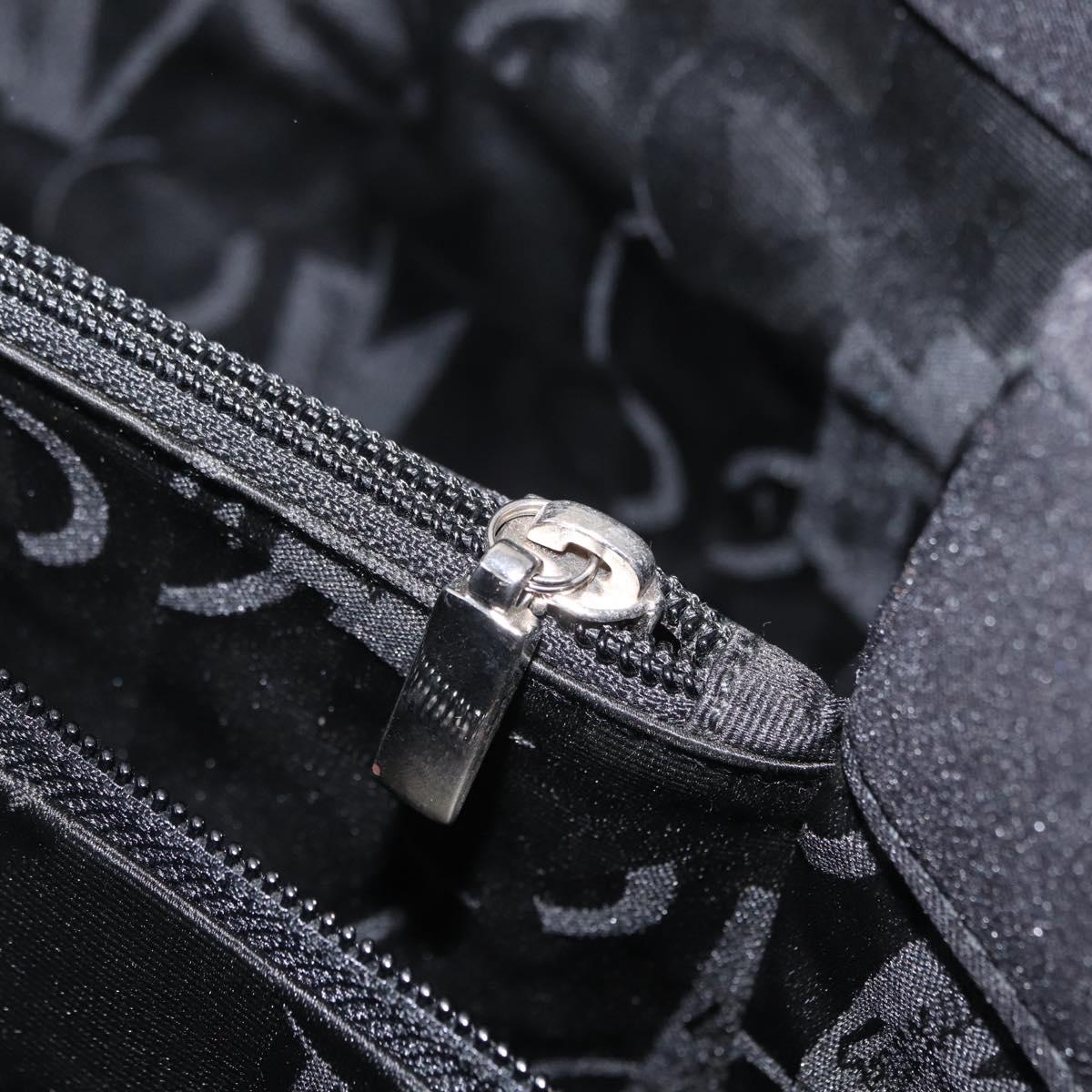 Salvatore Ferragamo Chain Tote Bag Nylon Black Gold Auth 208420