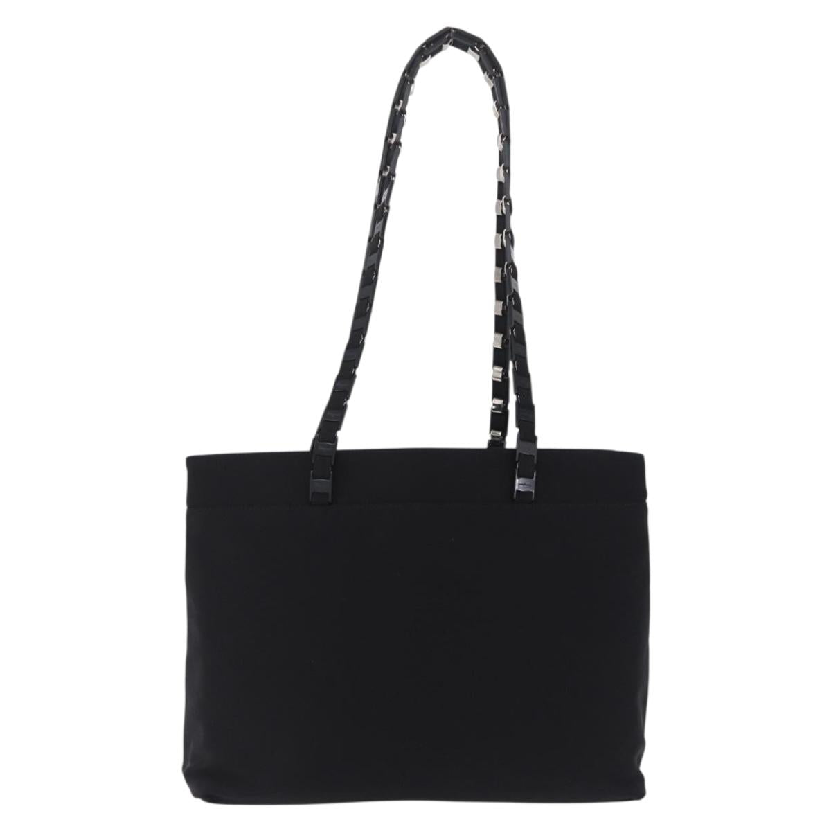 Salvatore Ferragamo Chain Tote Bag Nylon Black Gold Auth 208420