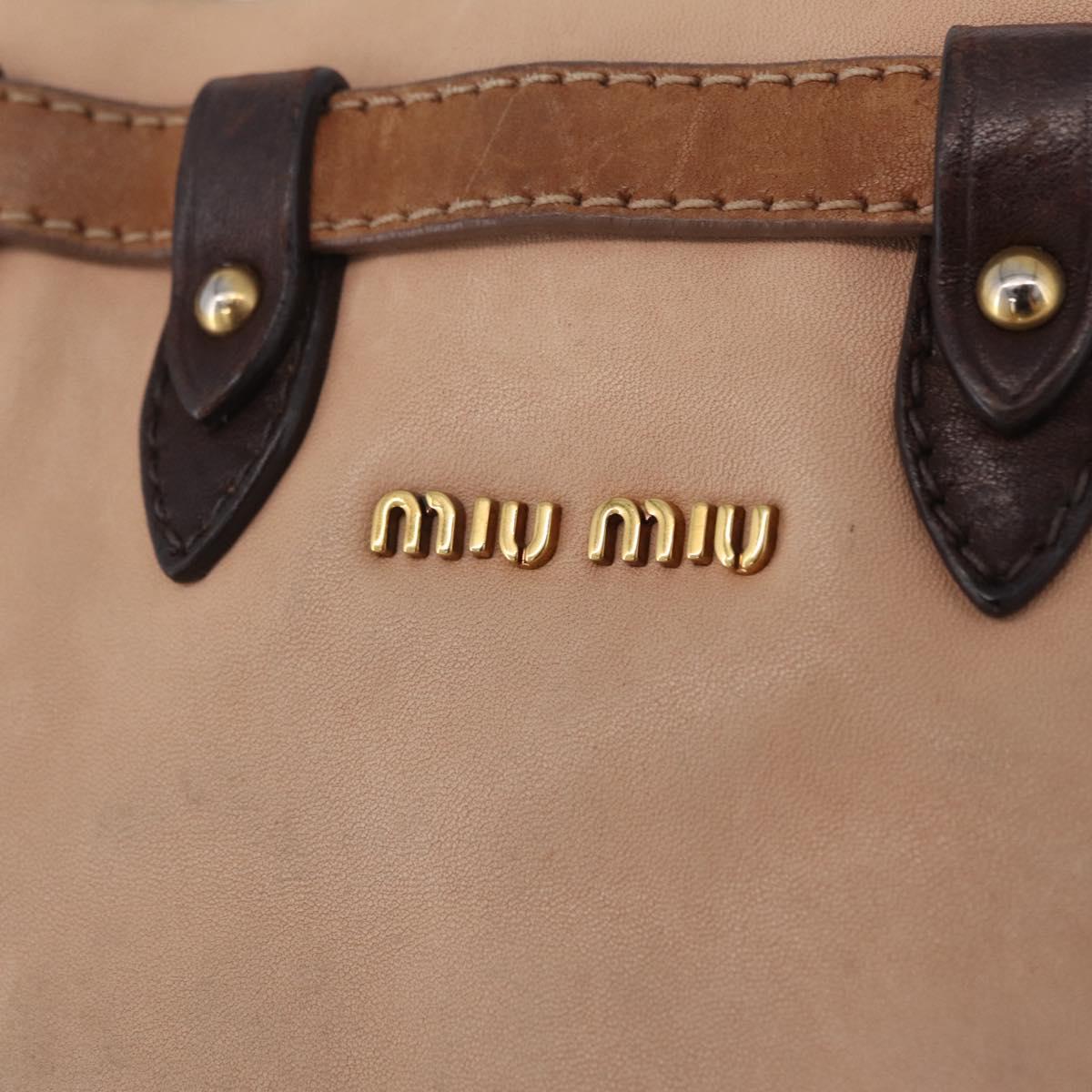 Miu Miu Hand Bag Leather Pink Gold Auth 208423