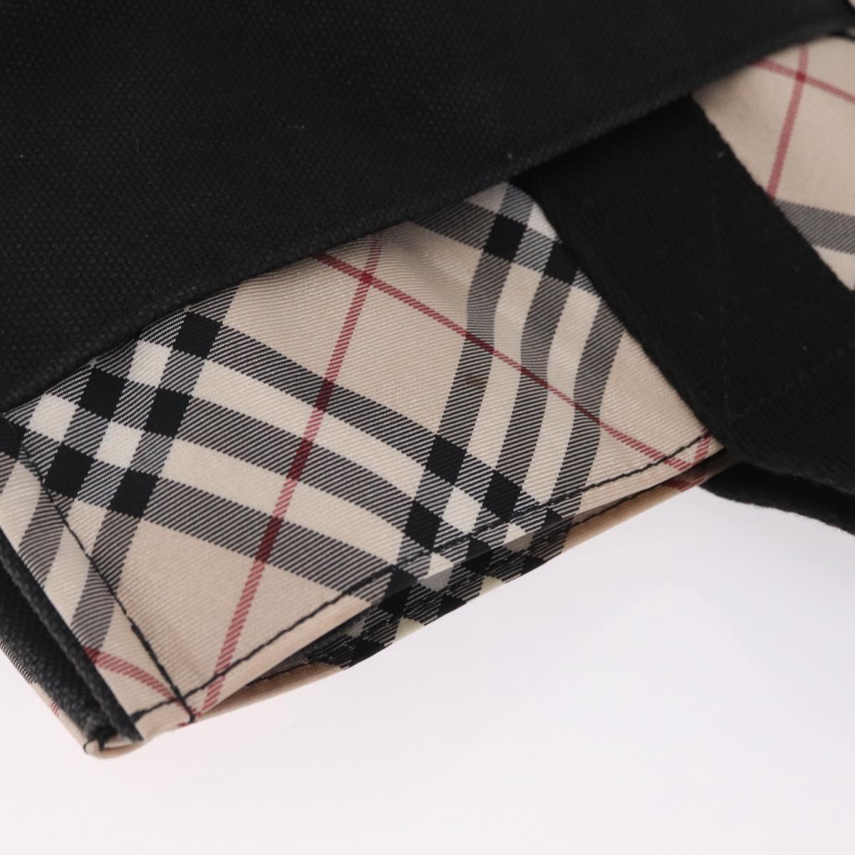 BURBERRY Nova Check Blue Label Hand Bag Canvas Silver Black Auth 208424A