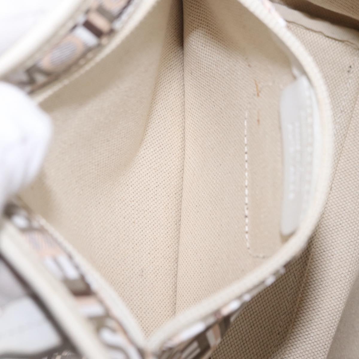 Salvatore Ferragamo Hand Bag PVC Canvas White Silver Auth 208428