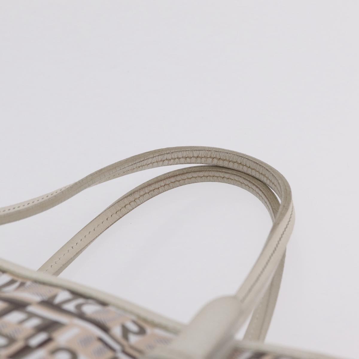 Salvatore Ferragamo Hand Bag PVC Canvas White Silver Auth 208428