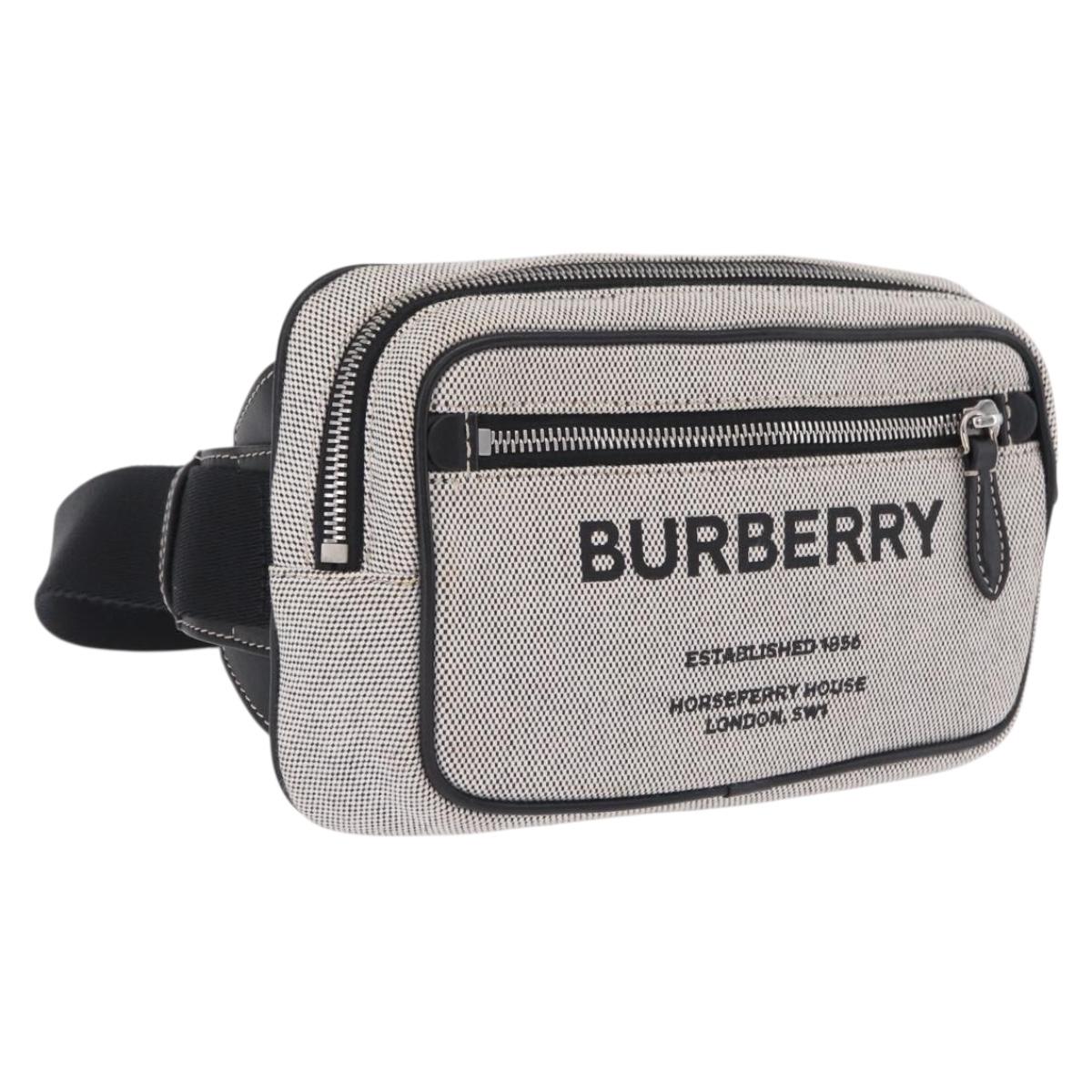 BURBERRY Body Bag Canvas Gray Silver Auth 208431A