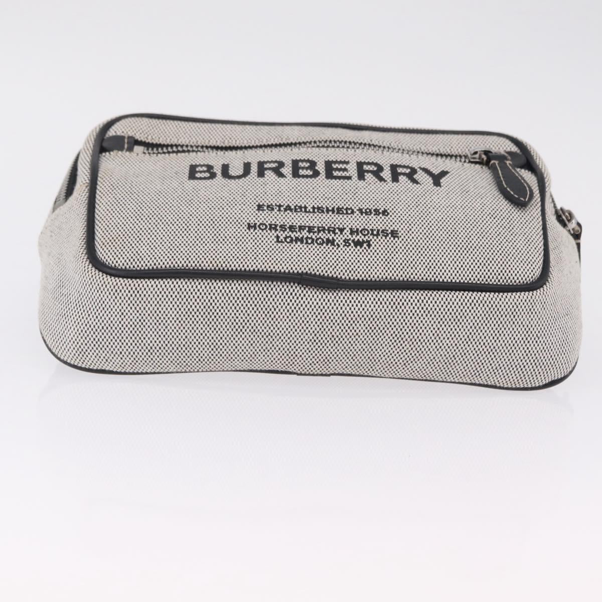 BURBERRY Body Bag Canvas Gray Silver Auth 208431A