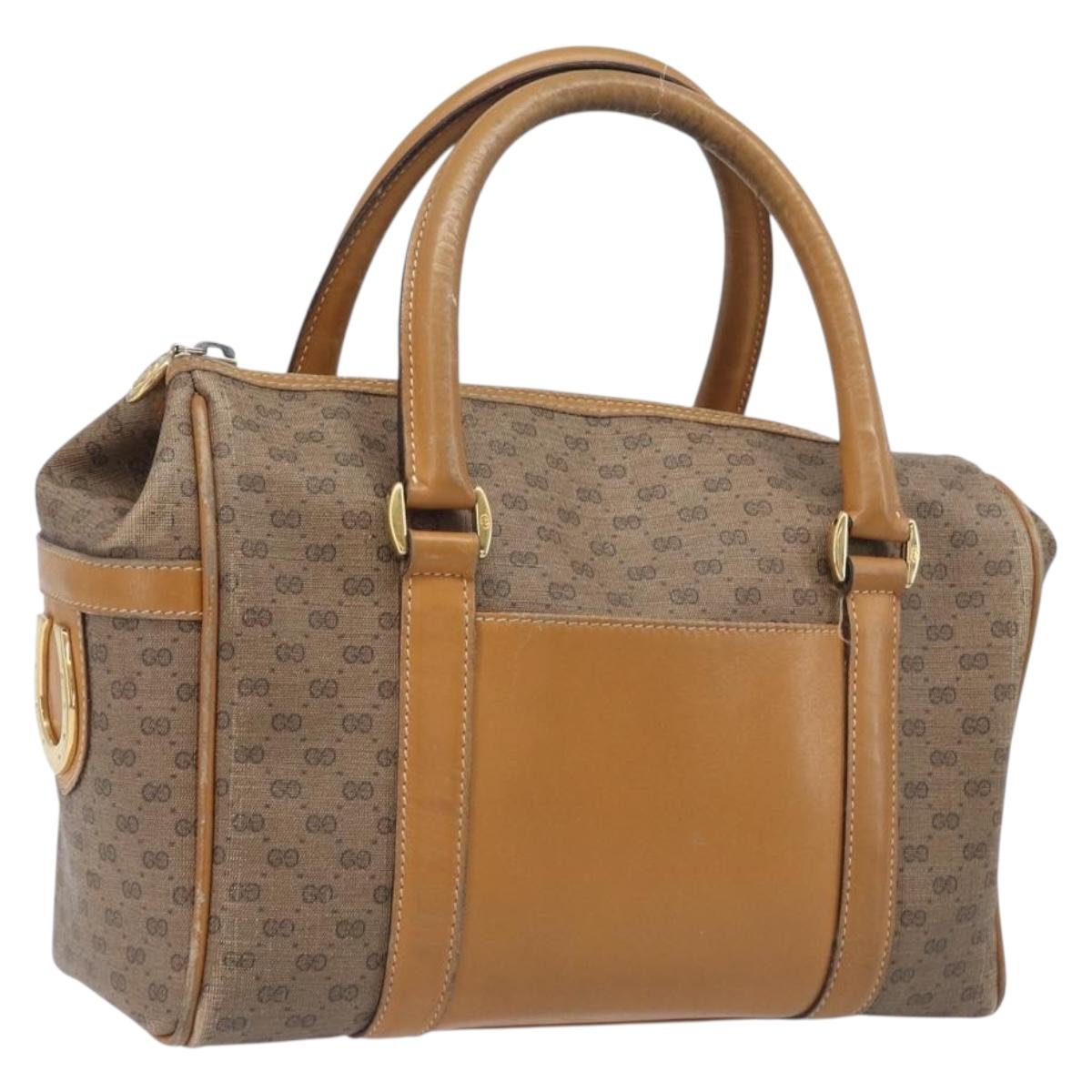 GUCCI Micro GG Supreme Boston Bag PVC Beige Gold 000 39 0158 Auth 208432