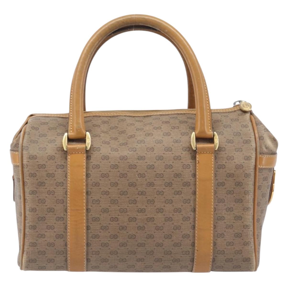 GUCCI Micro GG Supreme Boston Bag PVC Beige Gold 000 39 0158 Auth 208432