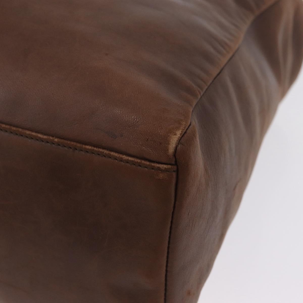 PRADA Tote Bag Leather Brown Auth 208433