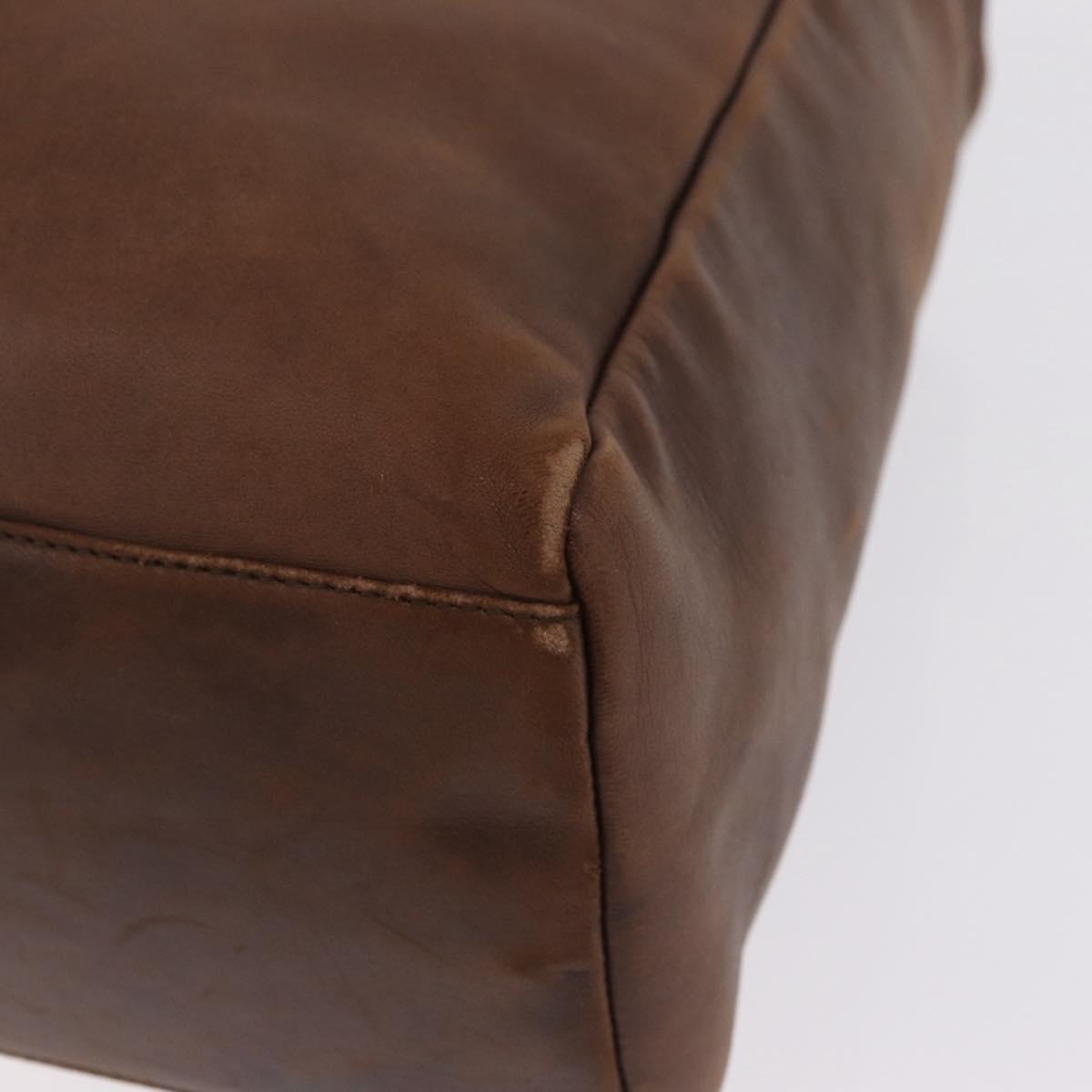 PRADA Tote Bag Leather Brown Auth 208433