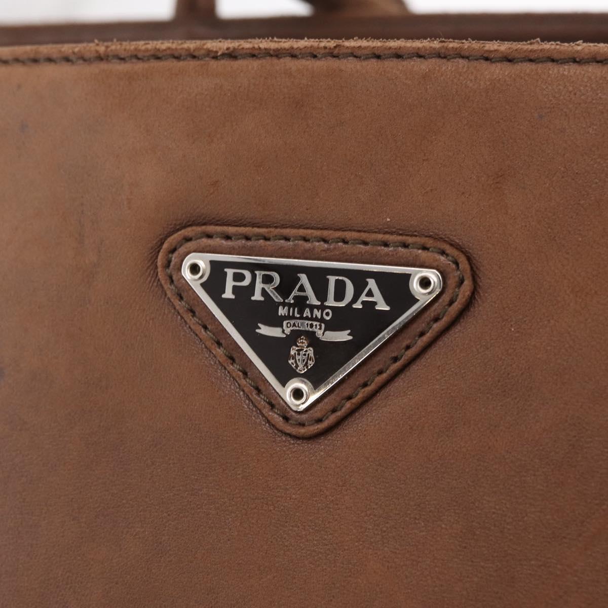 PRADA Tote Bag Leather Brown Auth 208433
