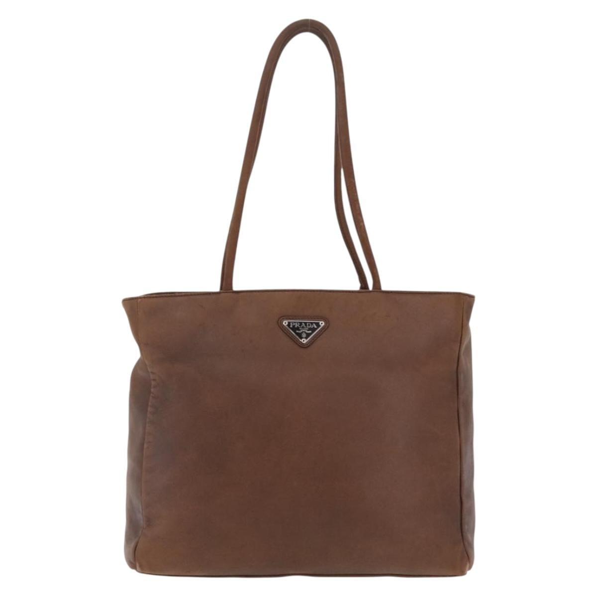 PRADA Tote Bag Leather Brown Auth 208433