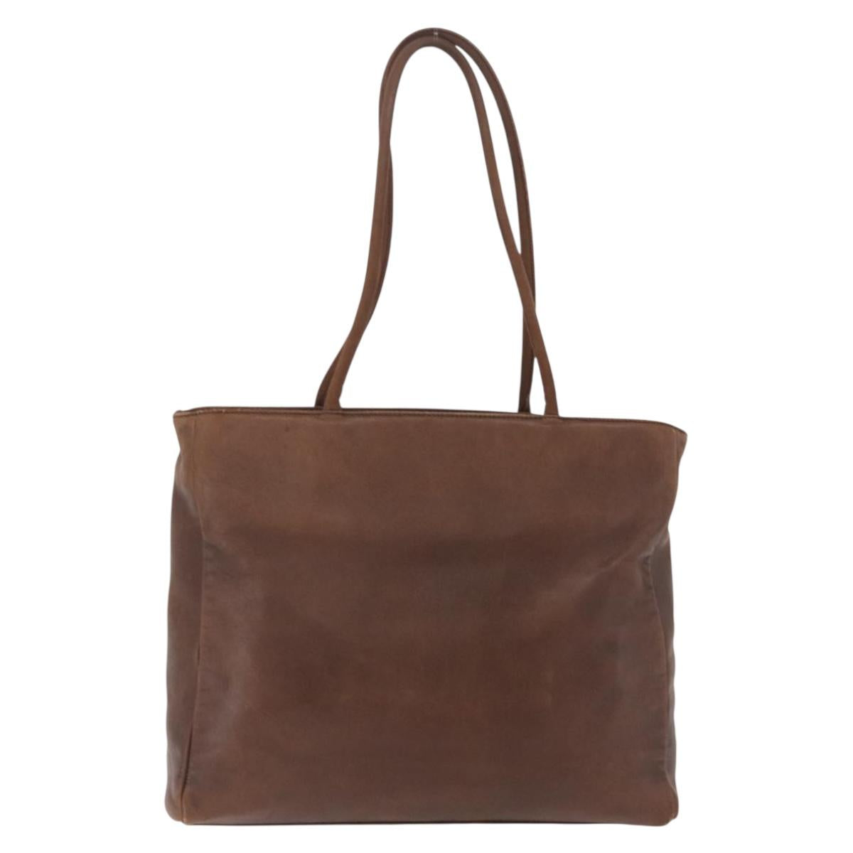 PRADA Tote Bag Leather Brown Auth 208433