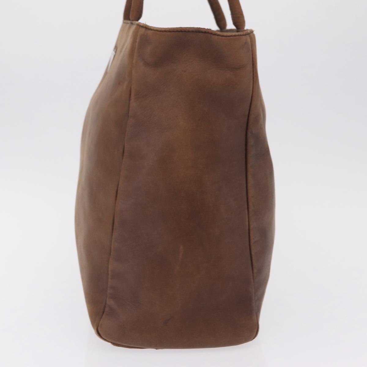 PRADA Tote Bag Leather Brown Auth 208433