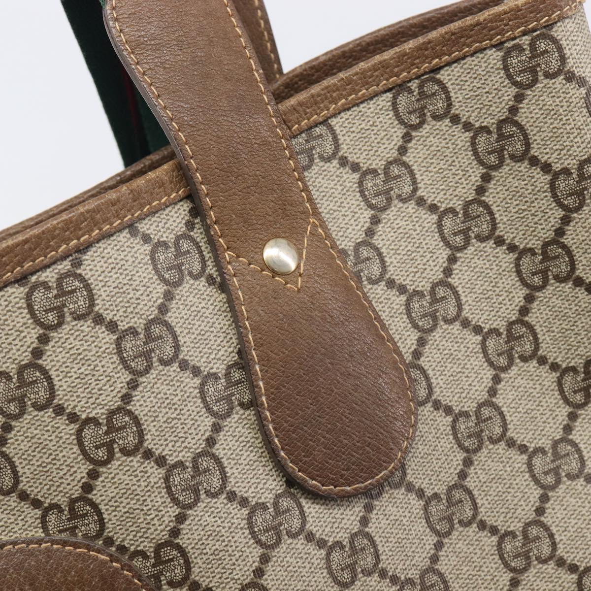 GUCCI GG Supreme Web Sherry Line Tote Bag PVC Beige Red 002 904 0223 Auth 208434