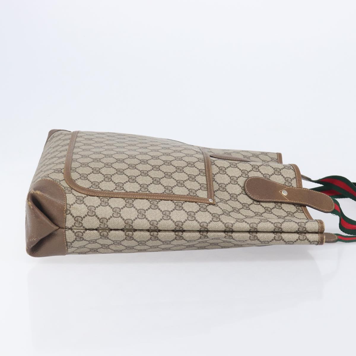 GUCCI GG Supreme Web Sherry Line Tote Bag PVC Beige Red 002 904 0223 Auth 208434