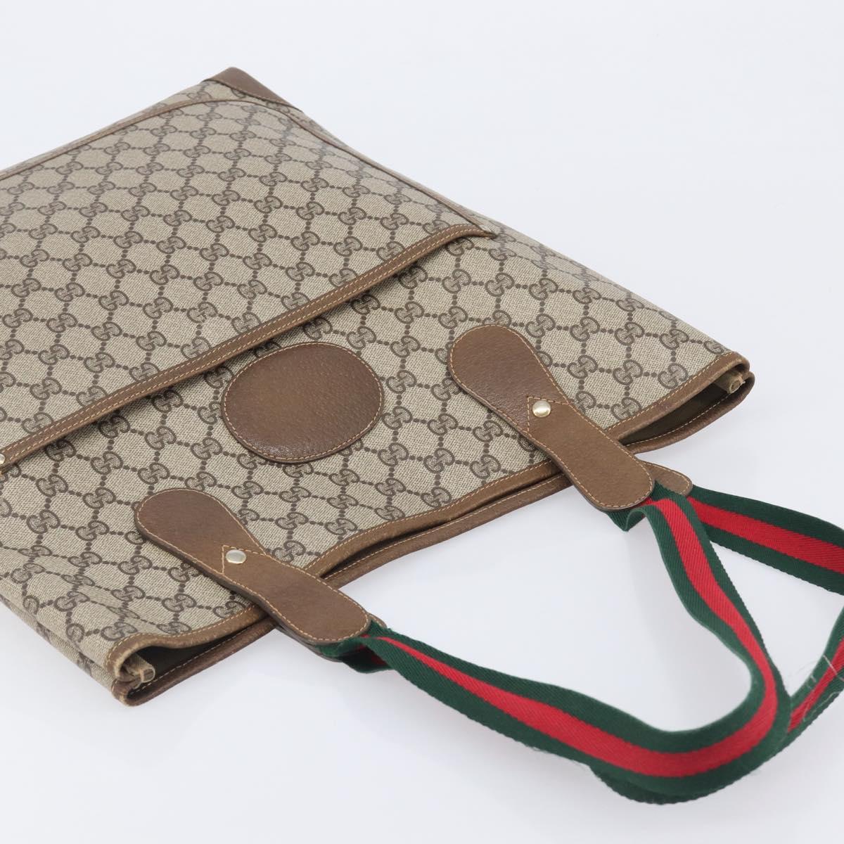 GUCCI GG Supreme Web Sherry Line Tote Bag PVC Beige Red 002 904 0223 Auth 208434
