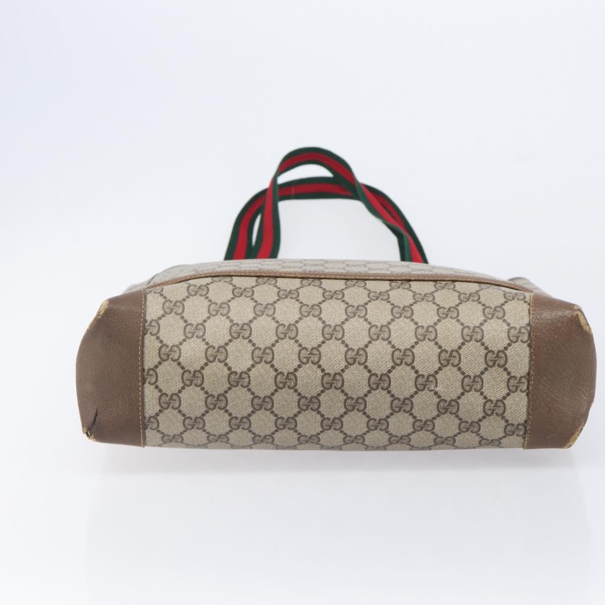 GUCCI GG Supreme Web Sherry Line Tote Bag PVC Beige Red 002 904 0223 Auth 208434