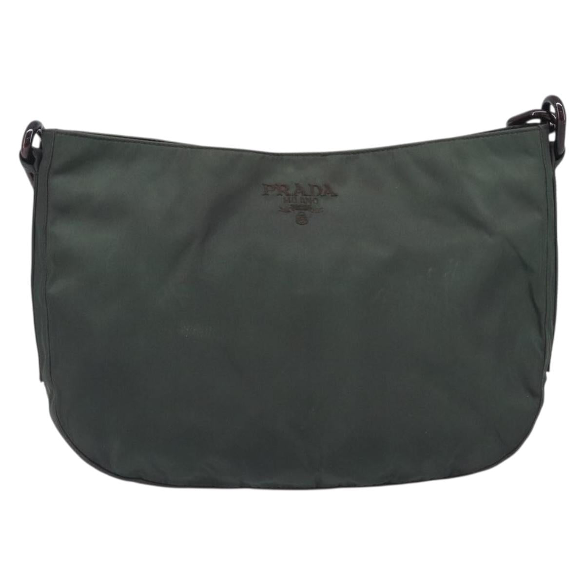 PRADA Chain Shoulder Bag Nylon Green Auth 208438A