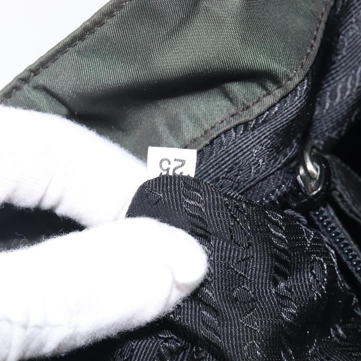 PRADA Chain Shoulder Bag Nylon Green Auth 208438A