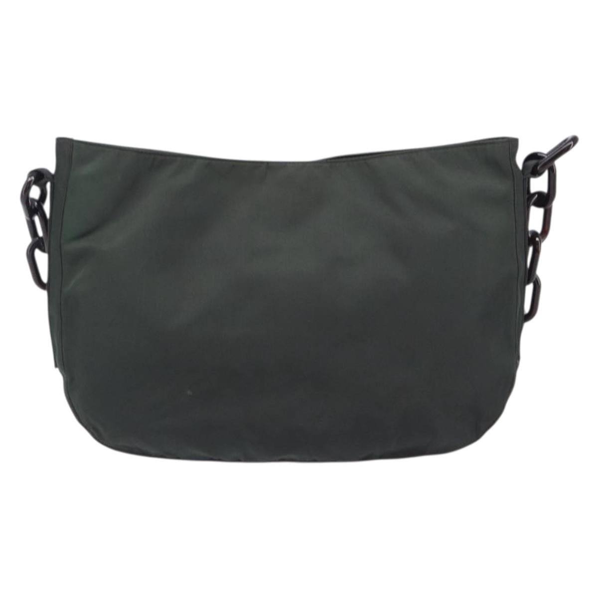 PRADA Chain Shoulder Bag Nylon Green Auth 208438A