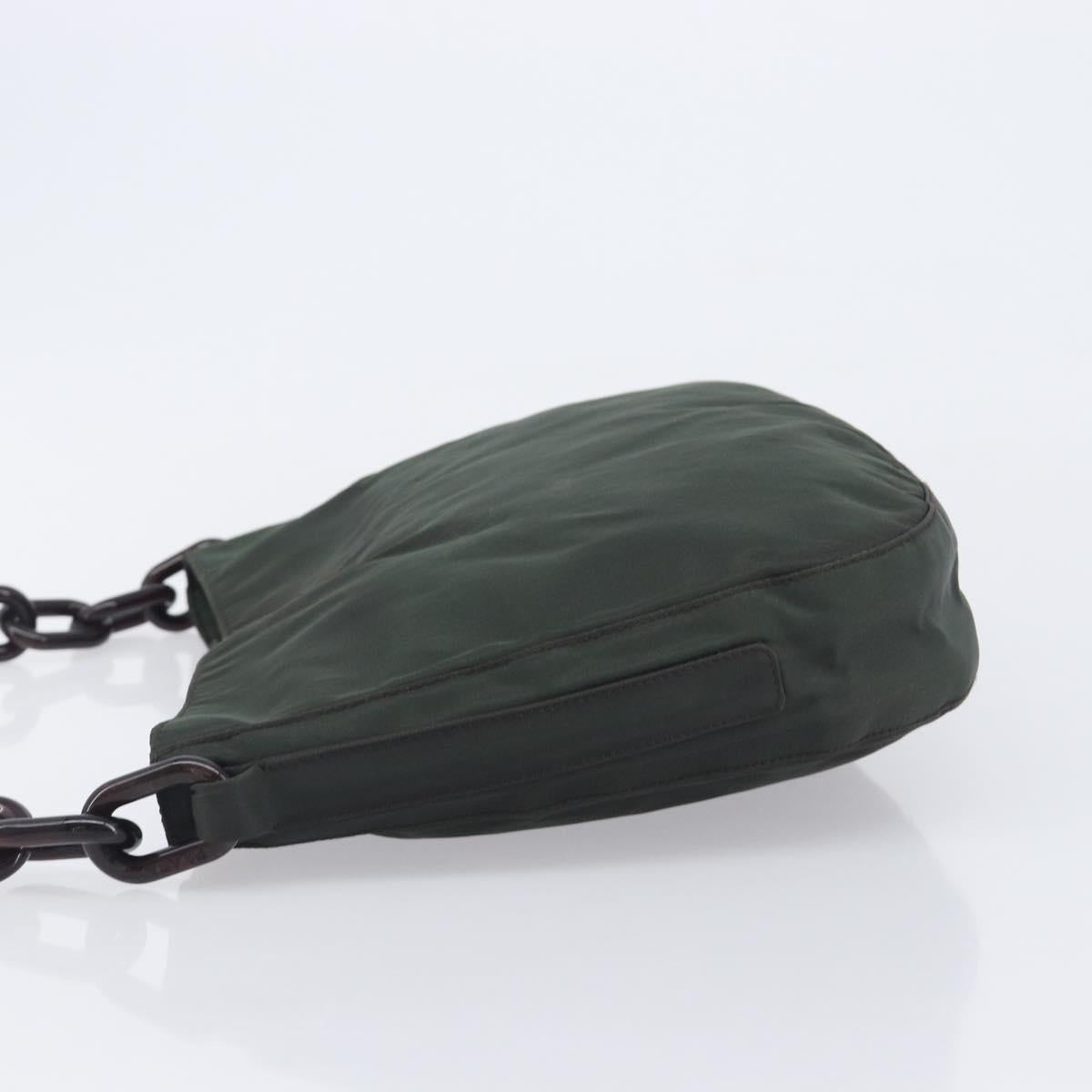 PRADA Chain Shoulder Bag Nylon Green Auth 208438A