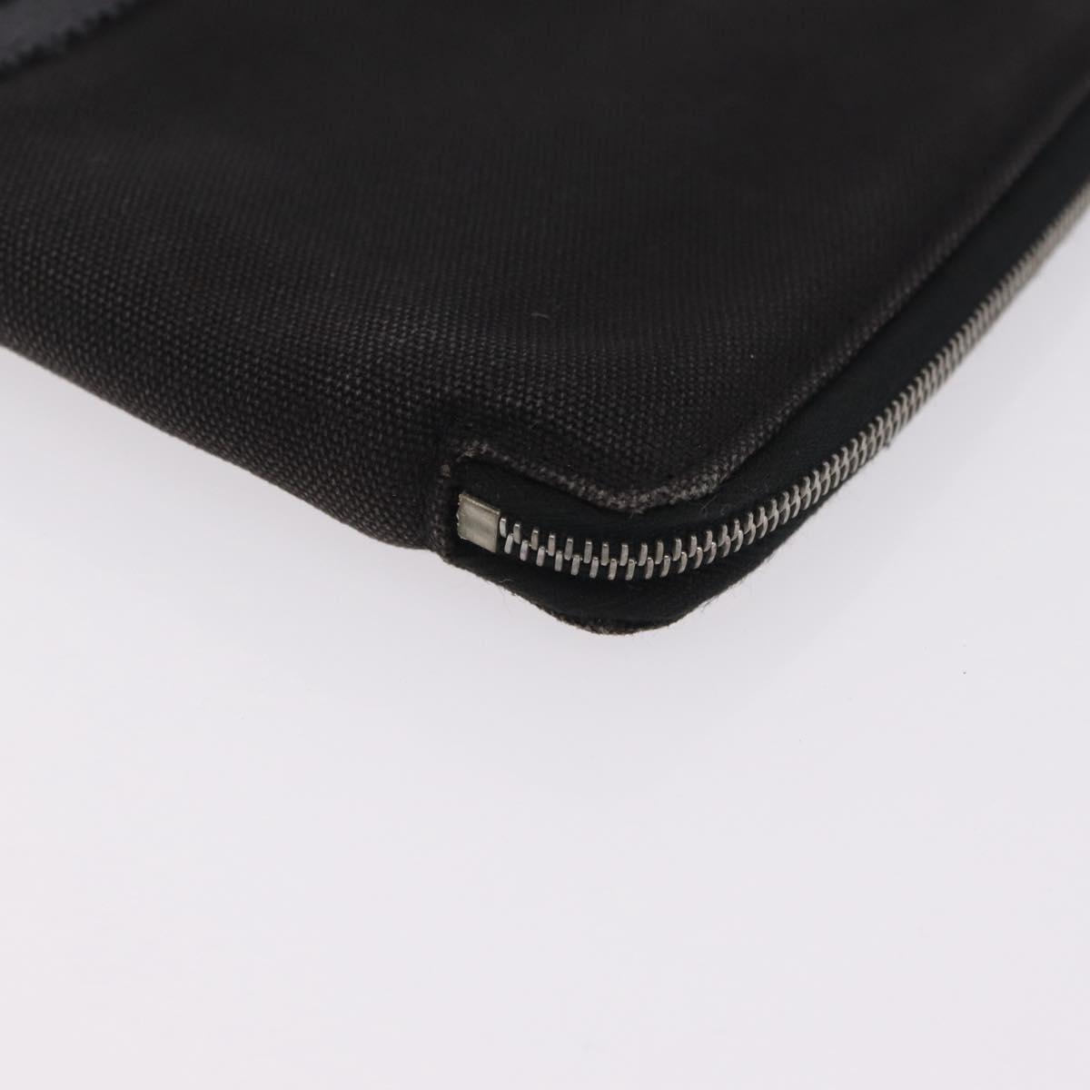 HERMES Fourre Tout Long Wallet Canvas Black Auth 208448