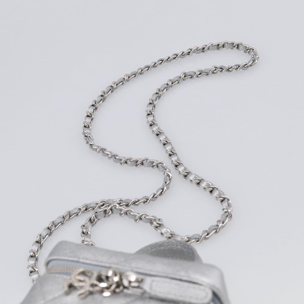 CHANEL Matelasse Chain Shoulder Vanity Pouch Caviar Skin 2way CC Auth 208451SAM