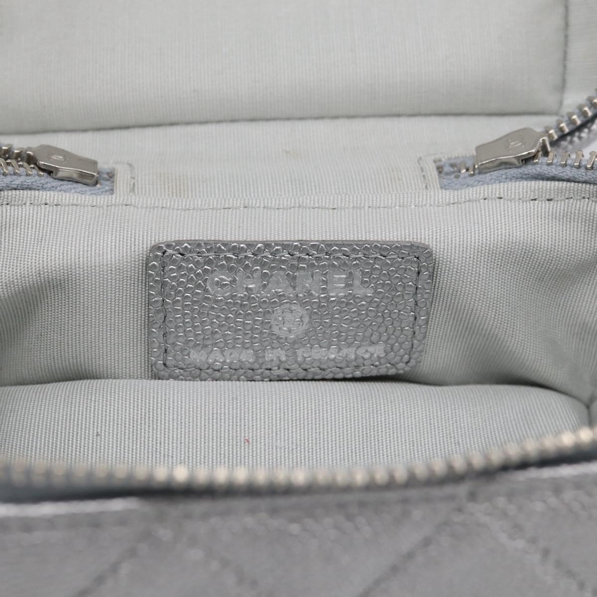 CHANEL Matelasse Chain Shoulder Vanity Pouch Caviar Skin 2way CC Auth 208451SAM