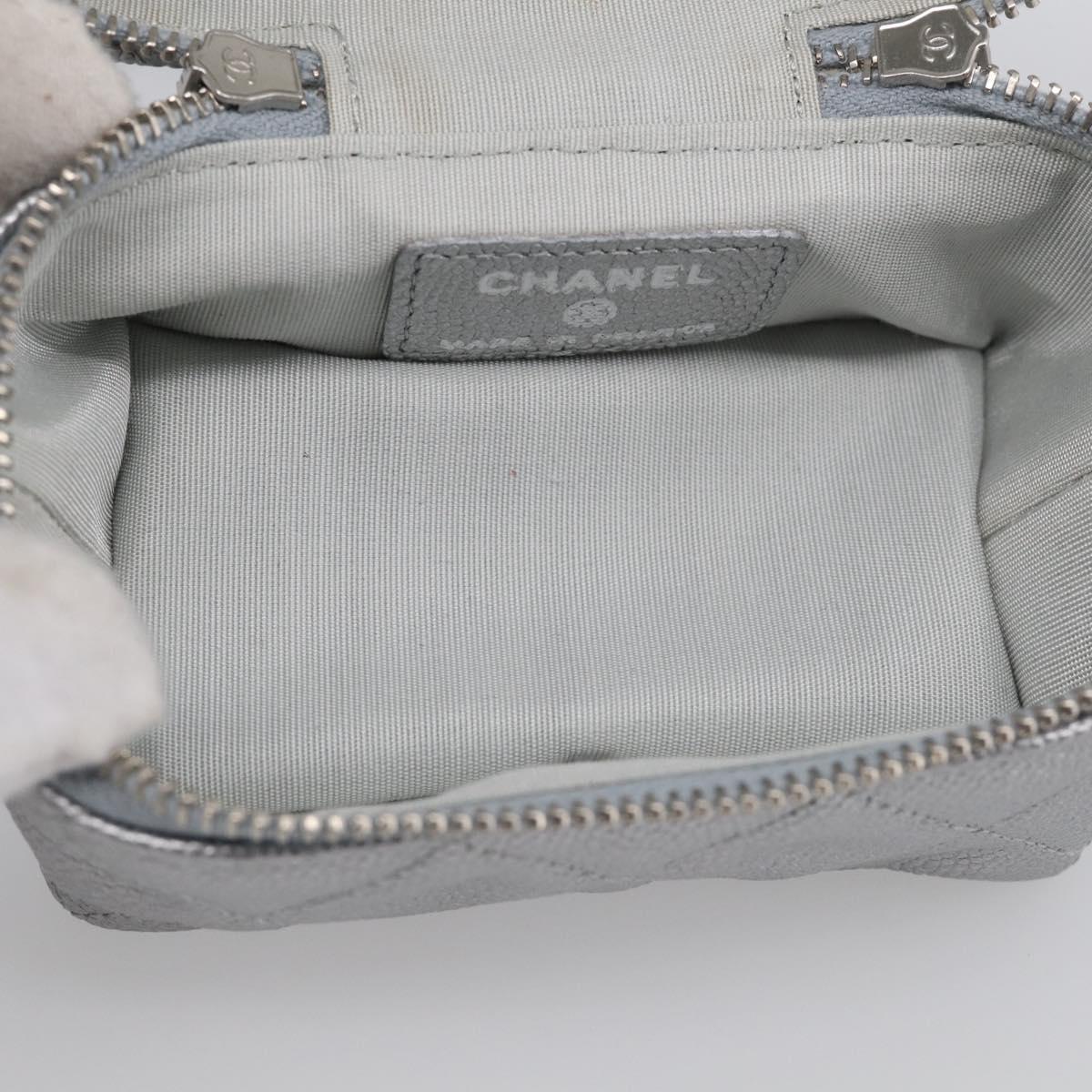 CHANEL Matelasse Chain Shoulder Vanity Pouch Caviar Skin 2way CC Auth 208451SAM