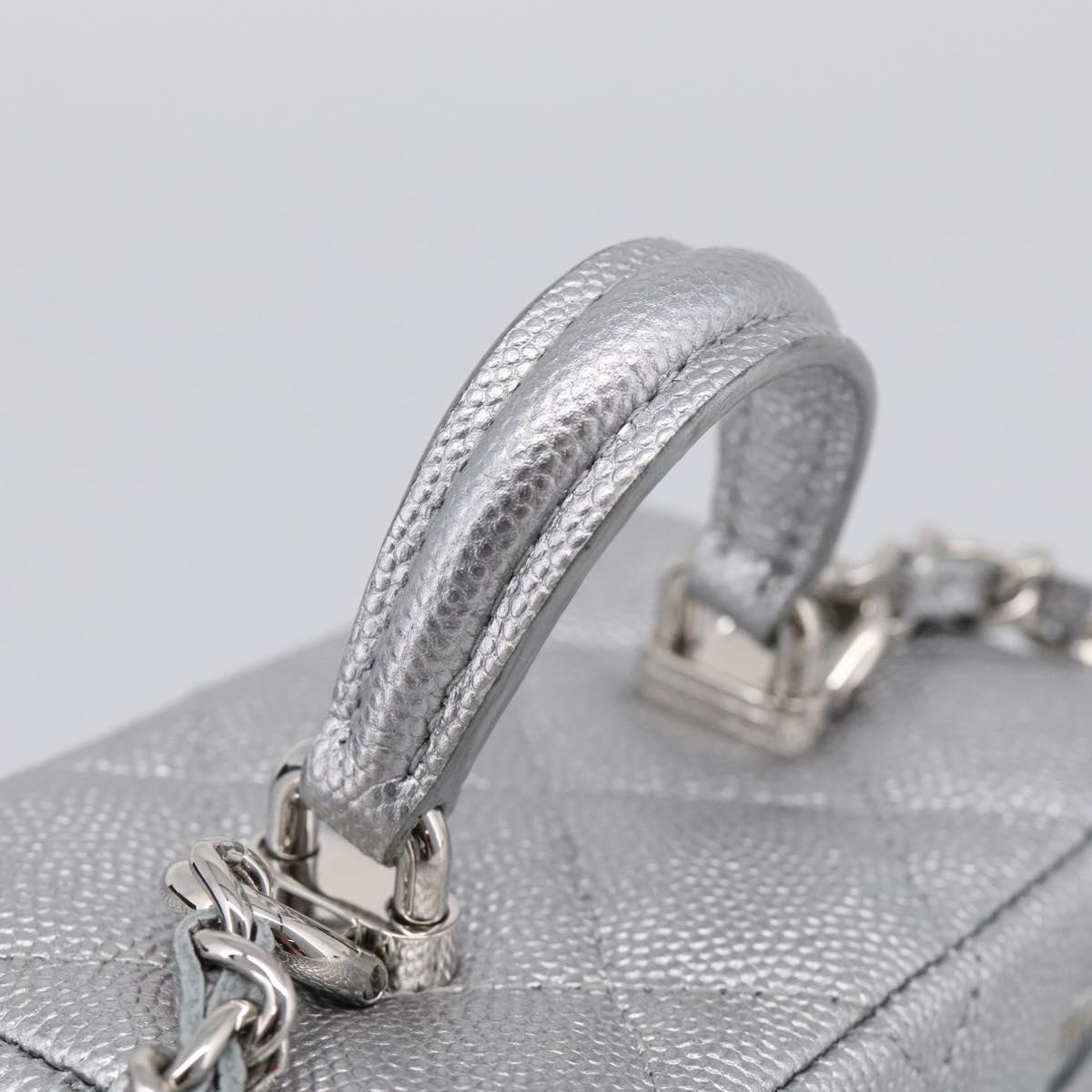 CHANEL Matelasse Chain Shoulder Vanity Pouch Caviar Skin 2way CC Auth 208451SAM